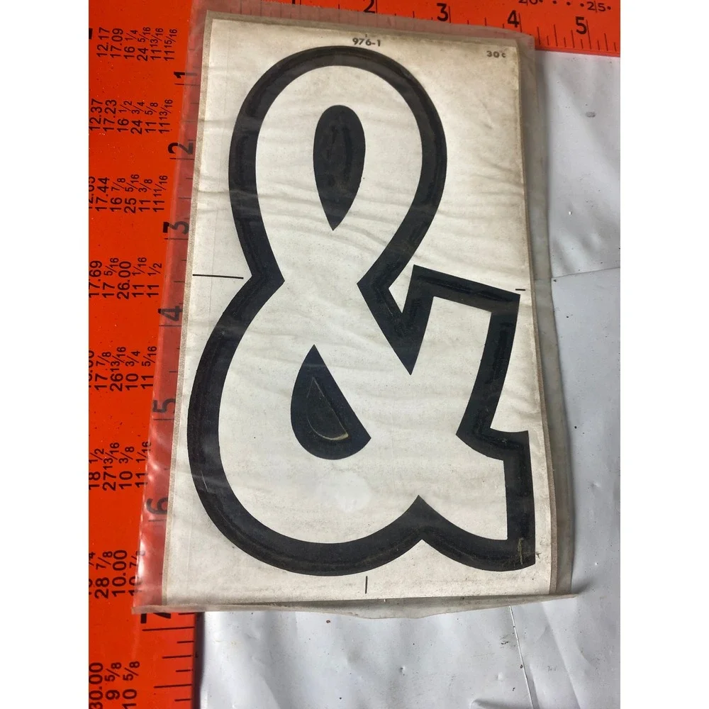 Vintage Ampersand Symbol Decal Sticker Black White Retro Typography Sign 976-1